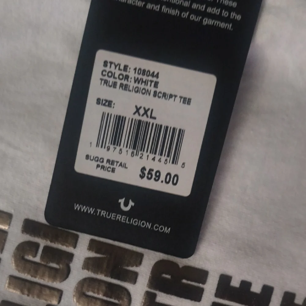 True Religion White Tee with Gold Accents